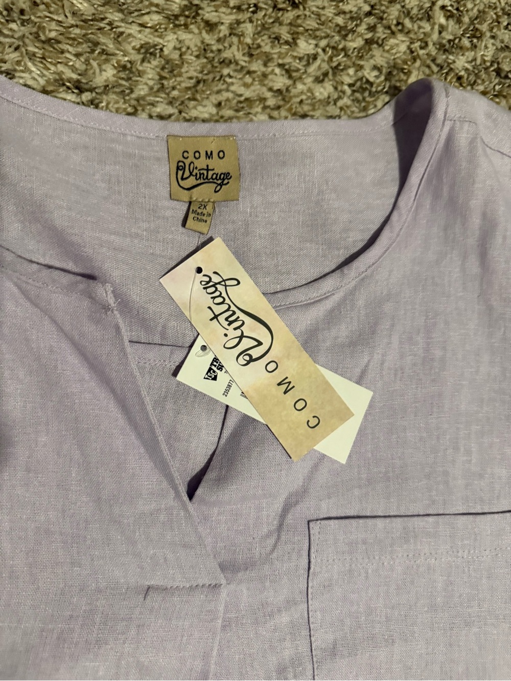 COMO Vintage Womens Lavender Linen Blend Shirt